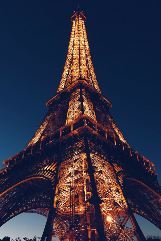 Eiffel Tower, city, Paris, night, architecture, 240x320 wallpaper