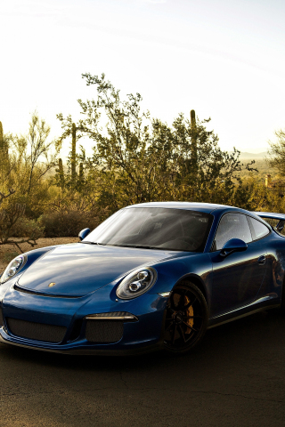 Blue car, sports, Porsche 911 GT3 RS, 240x320 wallpaper