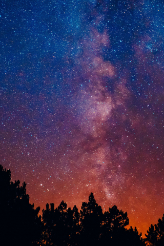 Beautiful night, starry and colorful sky, milky way, 240x320 wallpaper