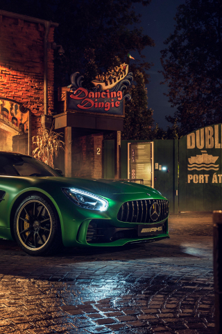 Mercedes-AMG GT R, green, luxury car, 240x320 wallpaper