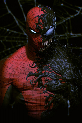 Spider-man inside venom, art, 240x320 wallpaper