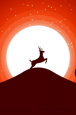 Deer, moon, jump, fantasy, art, 240x320 wallpaper