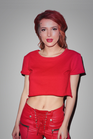 Bella Thorne, red head, red clothes, 240x320 wallpaper