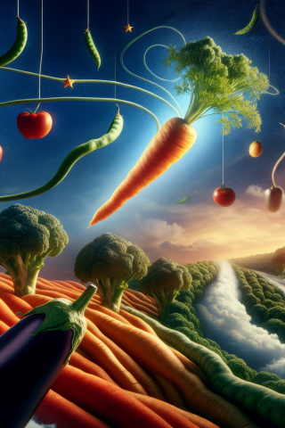 Vegetables world, sunset, colorful, art, 240x320 wallpaper
