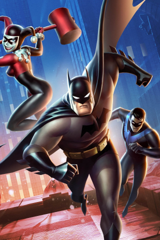 Batman and Harley Quinn, run, dc comics, art, 240x320 wallpaper