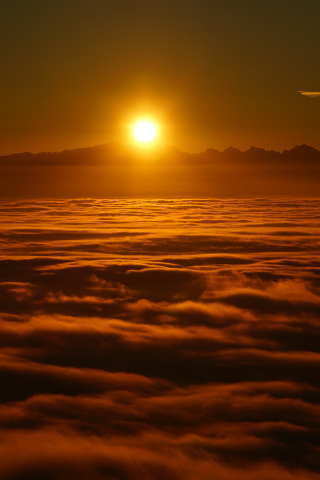 Sunrise, above the clouds, skyline, 240x320 wallpaper