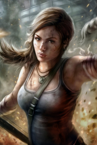 Lara croft, Tomb Raider, beautiful, fanart, 240x320 wallpaper