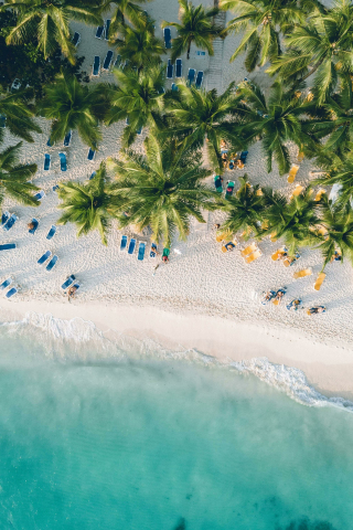 Blue beach, aerial view, calm and relaxed, holiday spot, 240x320 wallpaper