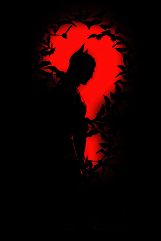 Minimal poster, dark, The Batman movie, 2022, 240x320 wallpaper