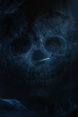 Skull, dark, underwater, dive, 240x320 wallpaper