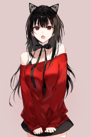 Download wallpaper 240x320 red top, hot, anime girl, original, old mobile,  cell phone, smartphone, 240x320 hd image background, 7438