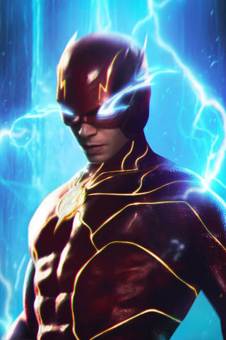 The Flash, unleashing the power, glowing eyes blue, 240x320 wallpaper