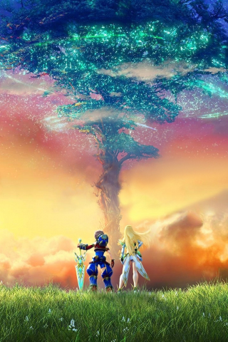 Mighty tree, Xenoblade Chronicles 2, video game, 240x320 wallpaper