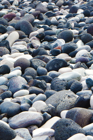 Rocks, surface, pebbles, coast of river, 240x320 wallpaper