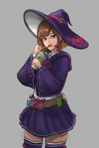 Modern witch, Little Witch Academia, anime girl, art, 240x320 wallpaper