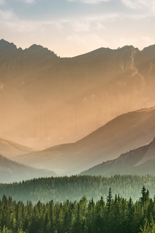 Banff National Park, mountains, sunrise, horizon, Canada, 240x320 wallpaper