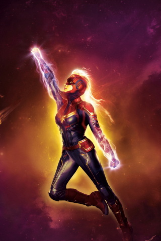 Captain Marvel, glow, superpower, fan art, 240x320 wallpaper