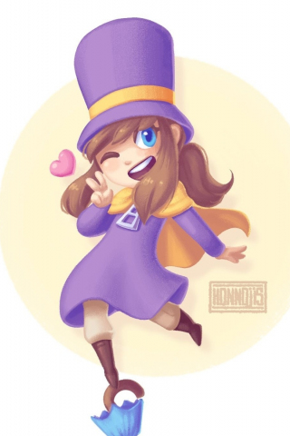Hat girl, video game, A Hat in Time, minimal, 240x320 wallpaper