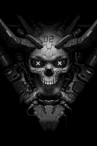 Metallic skull, dark, art, 240x320 wallpaper