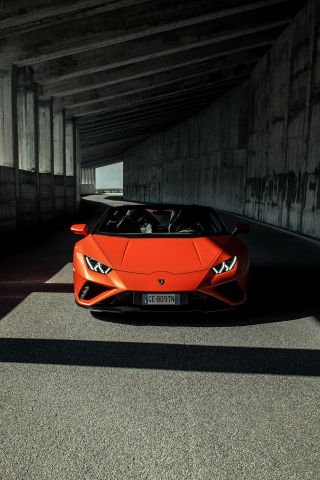 2021 Lamborghini Huracan Evo Spyder, luxury sport car, 240x320 wallpaper