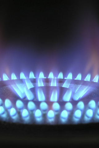 Stove, blue flame, close up, fire, 240x320 wallpaper