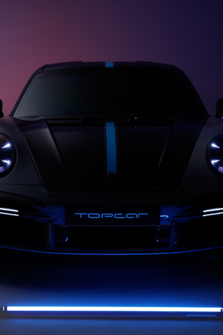 Topcar, Porsche 911 Turbo-S Stinger GTR-3, black sport car, 240x320 wallpaper