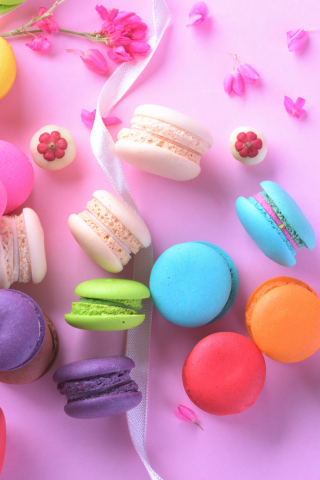 Macarons, sweets, food, colorful, 240x320 wallpaper