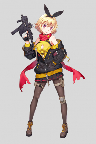 Blonde, soldier with gun, anime girl, 240x320 wallpaper