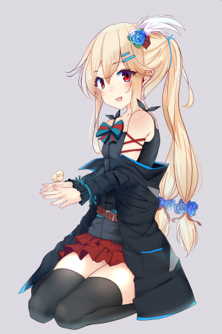 Pony tails, blonde, cute girl, anime, 240x320 wallpaper