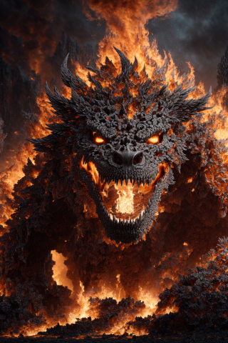 Godzilla, fire monster, fantasy, 240x320 wallpaper