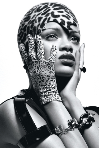 Rihanna, w magazine, monochrome, 240x320 wallpaper