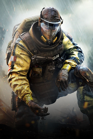 Video game, gas mask, Tom Clancy's Rainbow Six Siege, soldier, 240x320 wallpaper