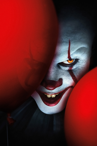 IT Chapter Two, clown, 2019 movie, creepy face, 240x320 wallpaper