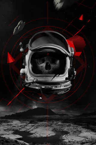 Skull, helmet, astronaut, 240x320 wallpaper