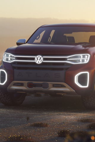 Volkswagen Atlas Tanoak, Pickup truck concept, new york auto, 240x320 wallpaper