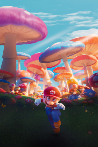 The Super Mario Bros. Movie, mushroom world, Mario run, 240x320 wallpaper
