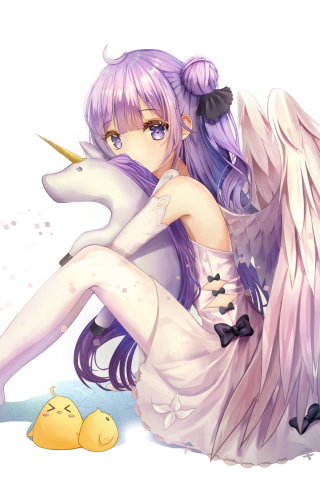 Azur lane, unicorn with wings, anime girl, 240x320 wallpaper