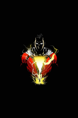 Angry Shazam, superhero, minimalist, 240x320 wallpaper