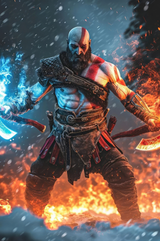Kratos, unleashed power, art, 240x320 wallpaper