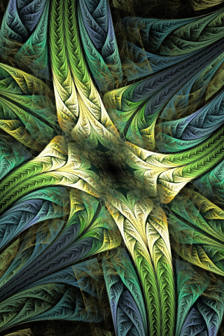 Digital art, fractal, pattern, green, 240x320 wallpaper