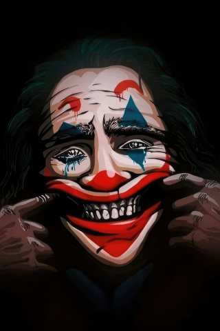 Joker, forced to smile, fan art, 240x320 wallpaper