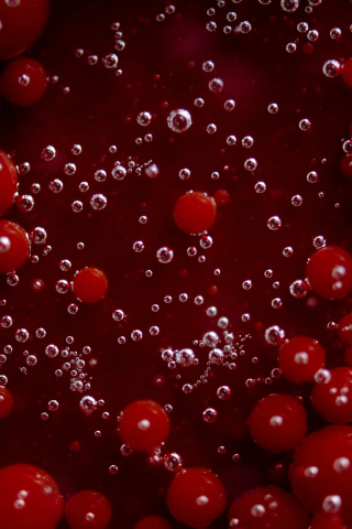 Red fruits, bubbles, 240x320 wallpaper