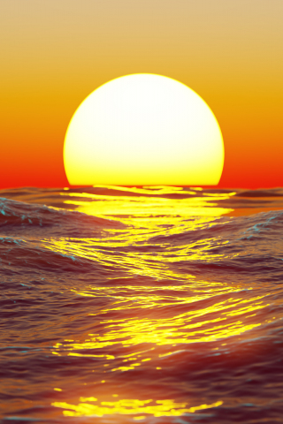 Seascape, sunset, sea surface, digital art, 240x320 wallpaper