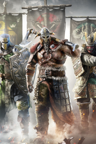 For Honor, video game, warriors, banners, 240x320 wallpaper