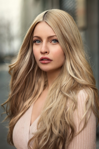 Woman model, blue eyes, long hair, 240x320 wallpaper