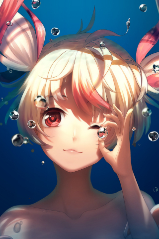 Bubble, underwater, cute, anime girl, Gonna be the Twin-Tail!!, 240x320 wallpaper