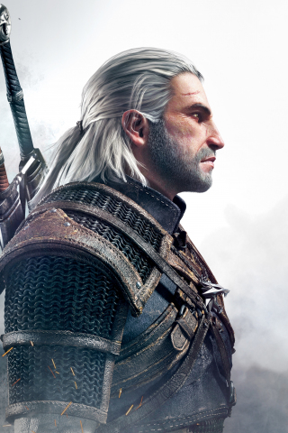 Geralt of Rivia, The Witcher 3: Wild Hunt, video game, warrior, 240x320 wallpaper