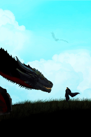 Jon snow and dragon, game of thrones, art, 240x320 wallpaper