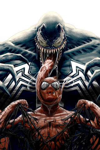 Spider-man, venom, marvel comics, superheroes, art, 240x320 wallpaper