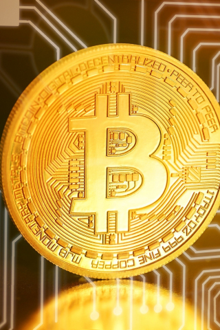 Currency, golden coin, bitcoin, 240x320 wallpaper